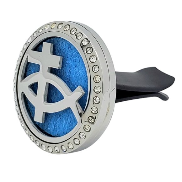 Fish of Life with Crystals Essential Oil Car Diffuser Stainless Steel NEW - Picture 2 of 8